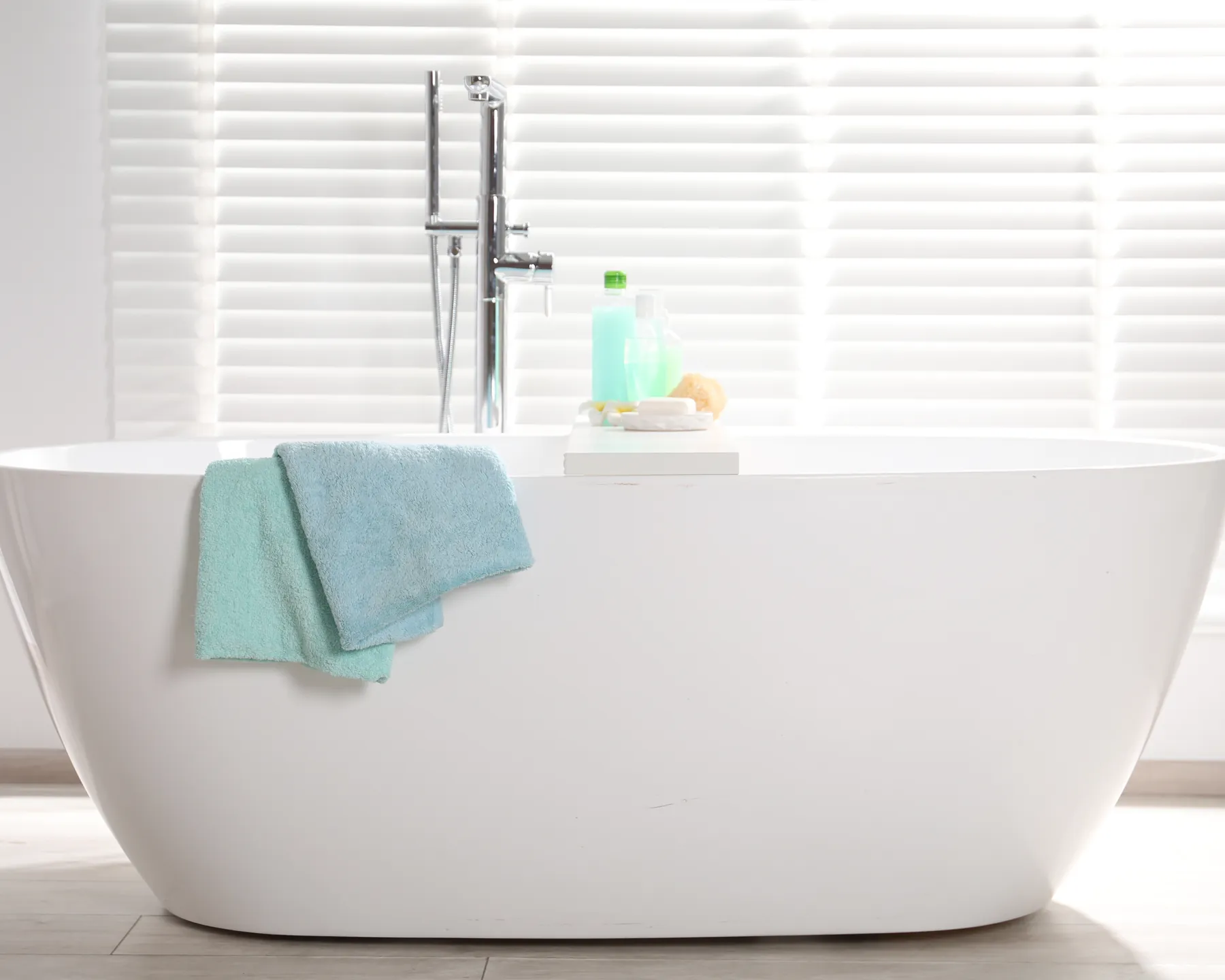 Placeholder after photo of a modern freestanding bathtub.